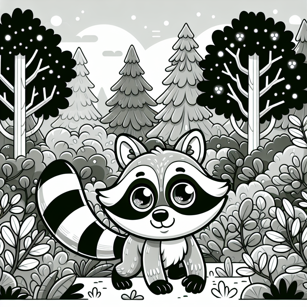 Forest Adventure With Little Raccoon Painting Number Kit
