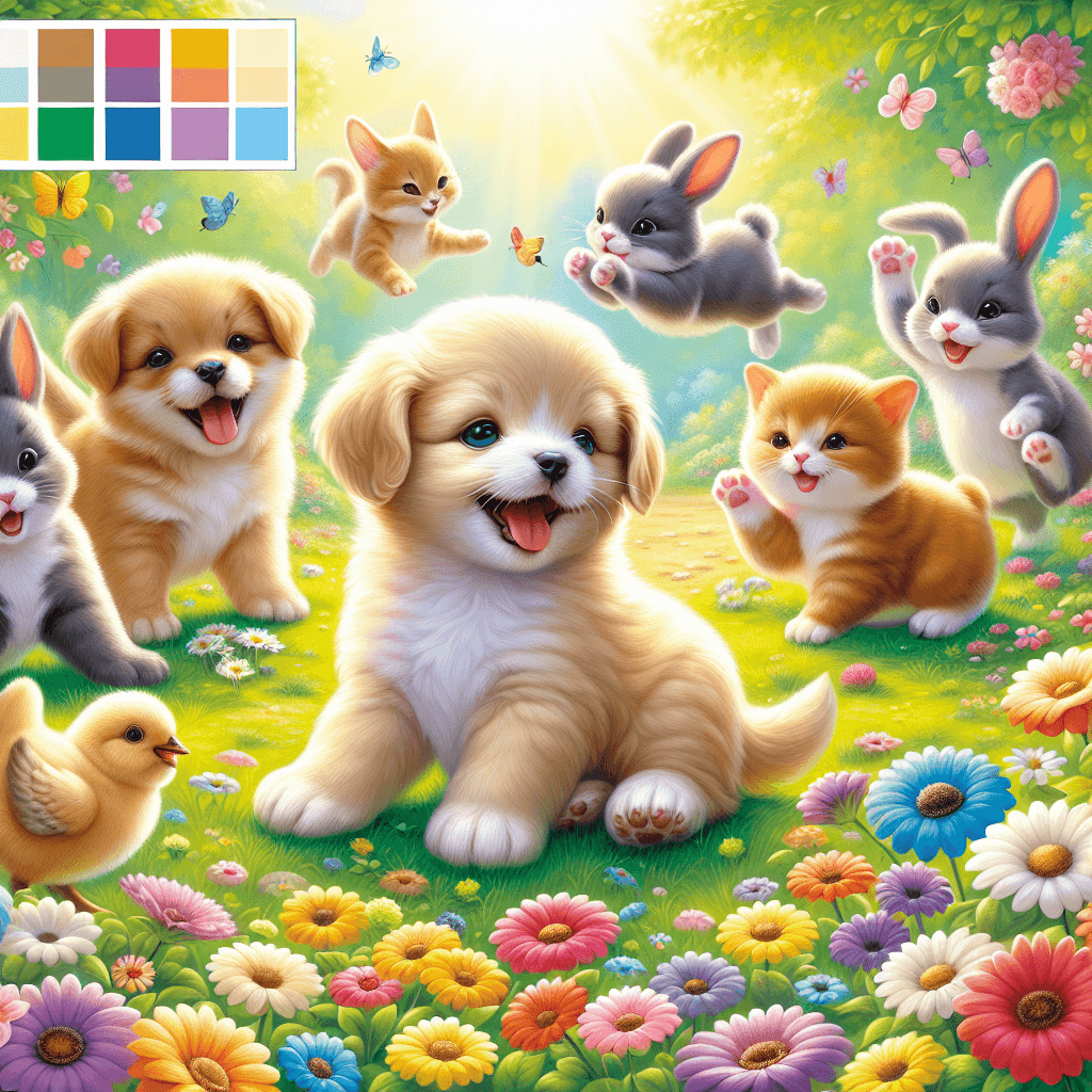 Sweet Baby Animals At Play Painting By Numbers Kit