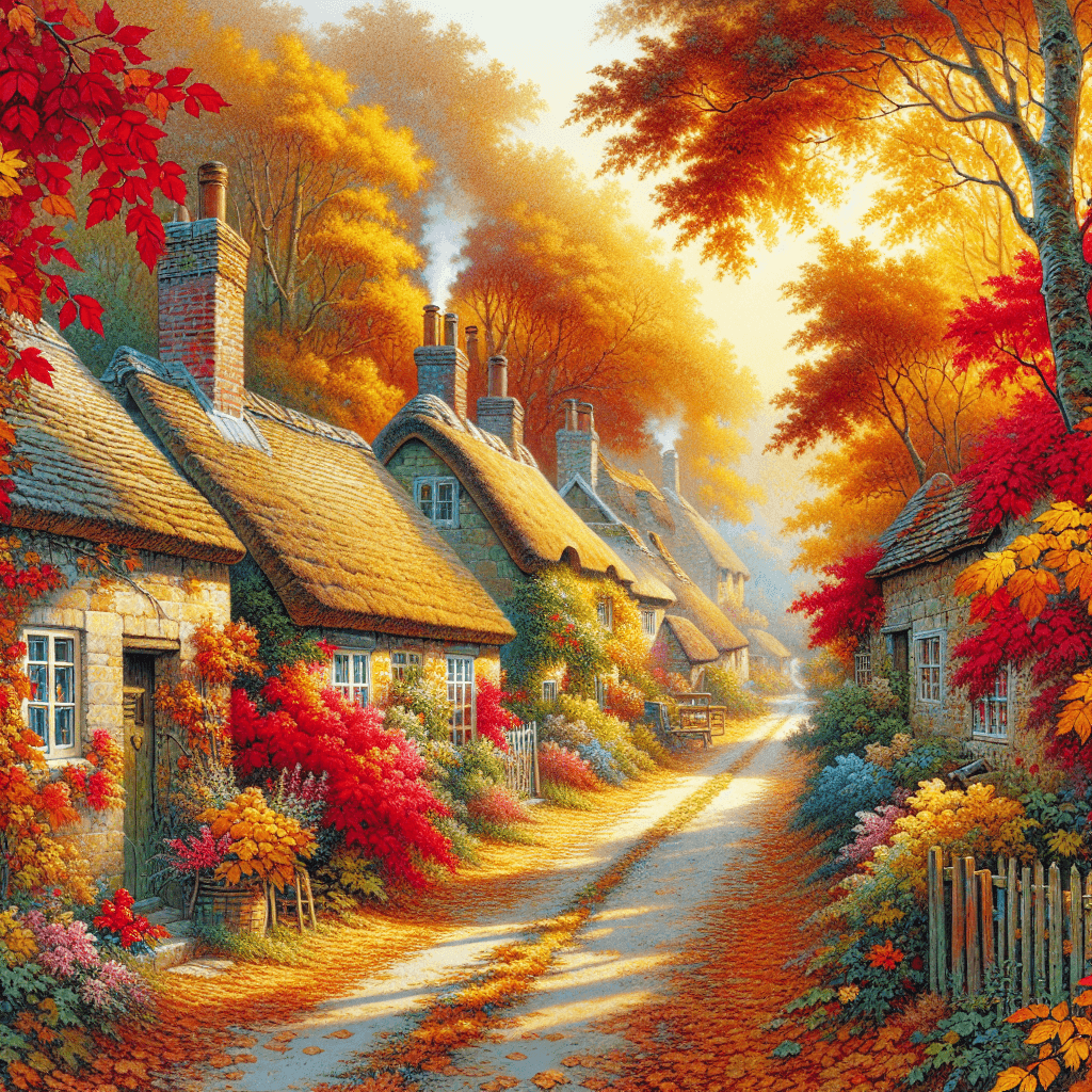 Charming Autumn Lane Numbered Painting Kits