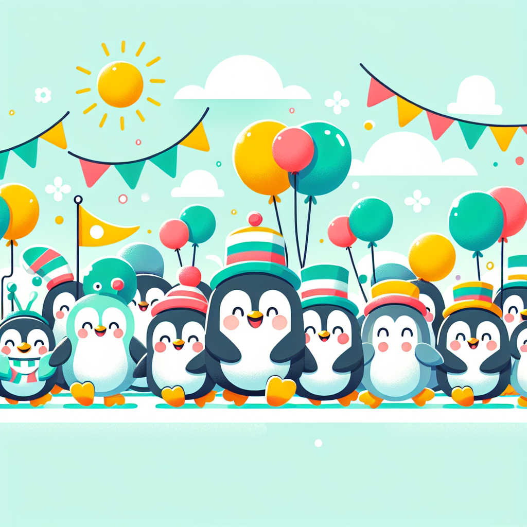 Penguin Parade Party Paint By Numbers Art