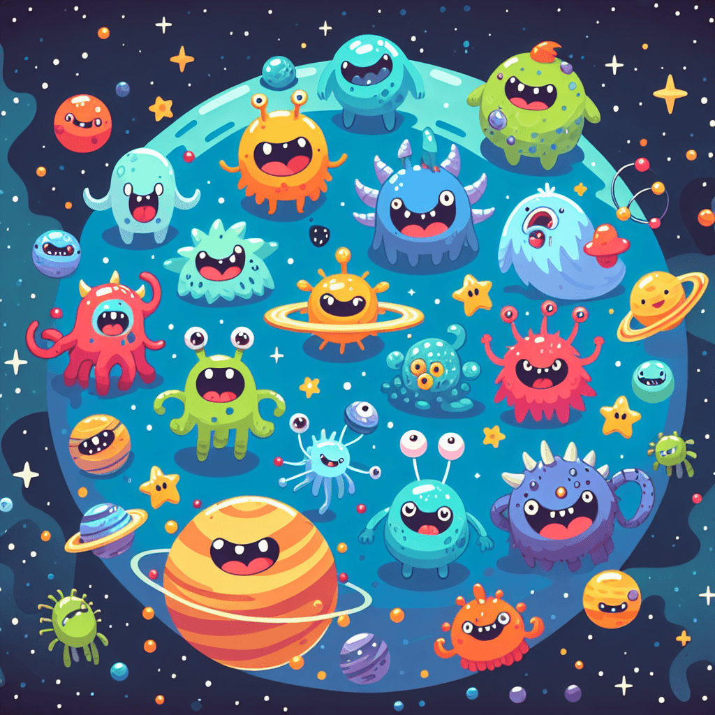 Kooky Monsters In Space Numbered Painting Kits