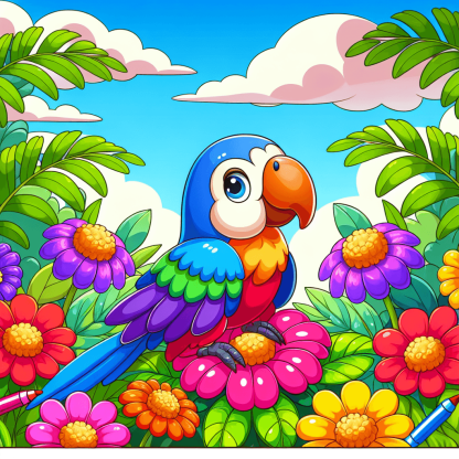 Rainbow Parrot Fiesta Paint By Color