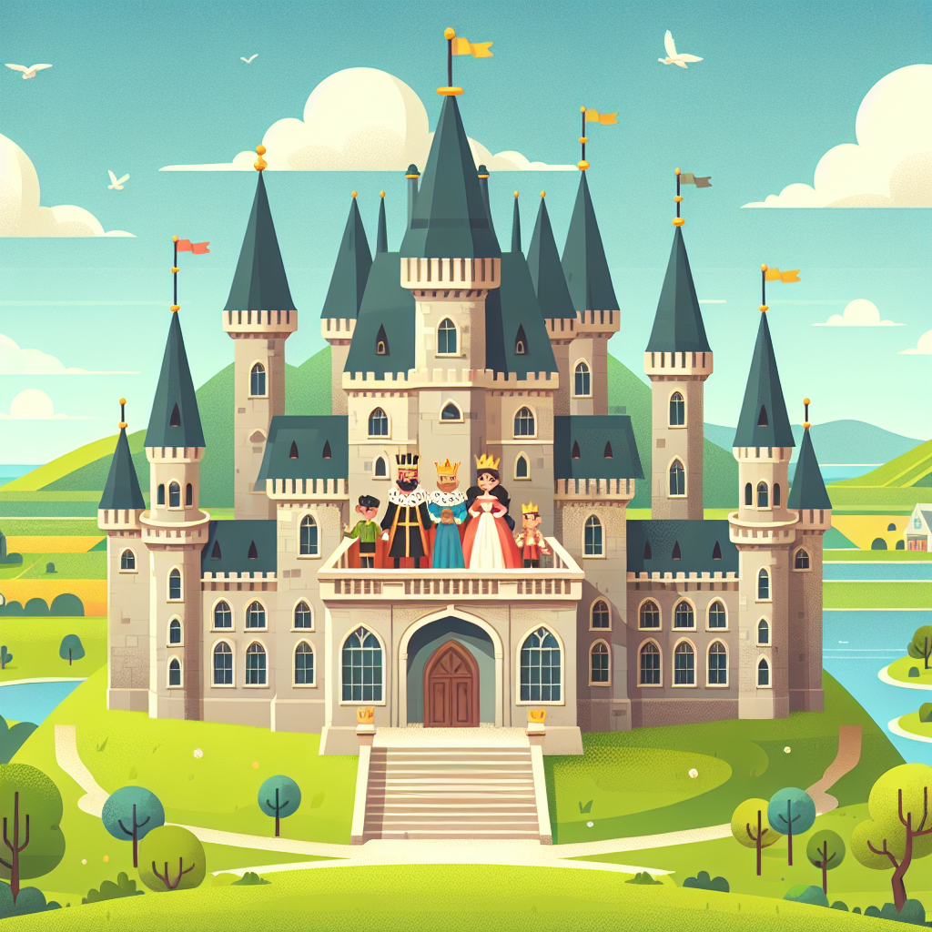 Castle On The Hill With Royal Family Paint By Numbers Art