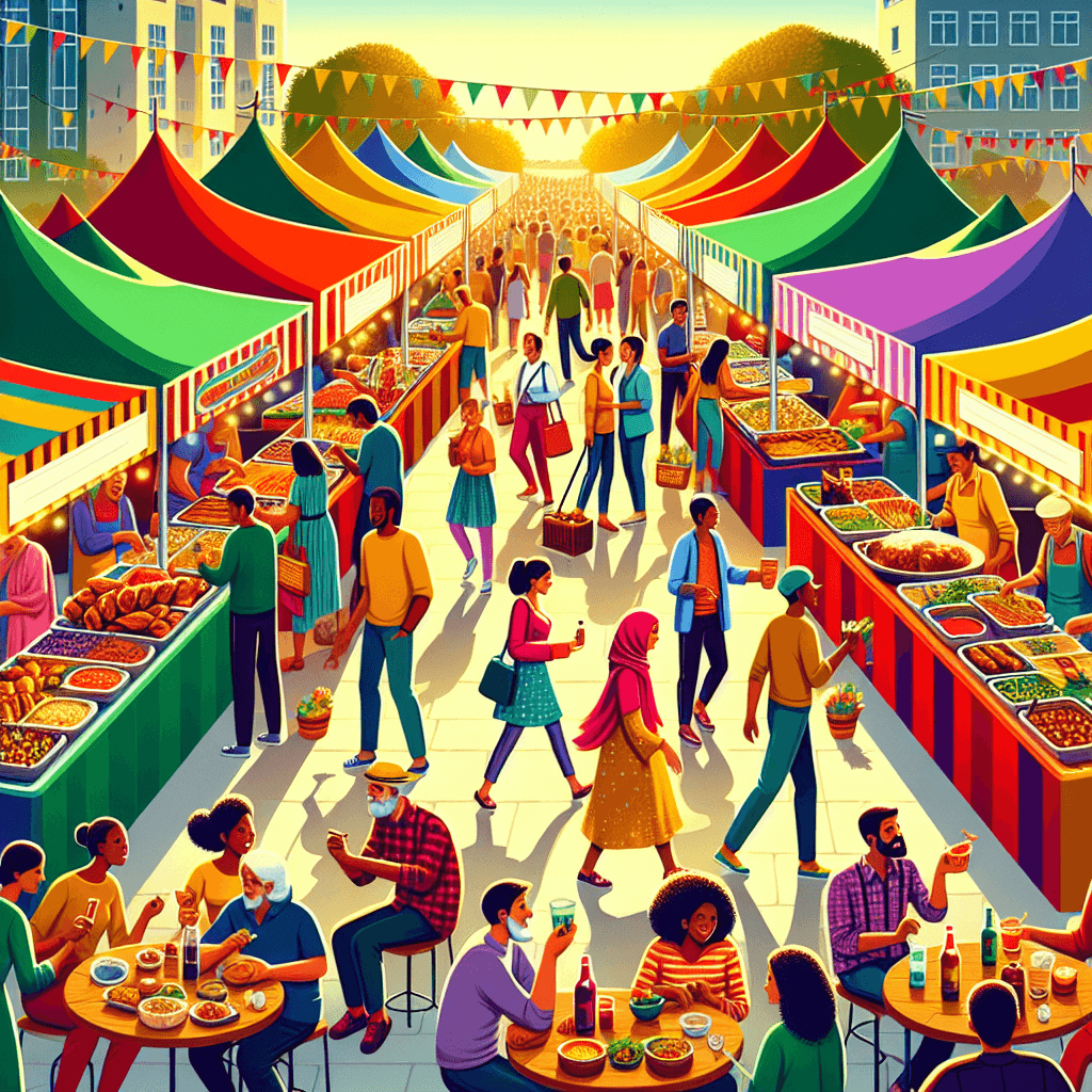 Lively Street Food Market Painting Number Kit