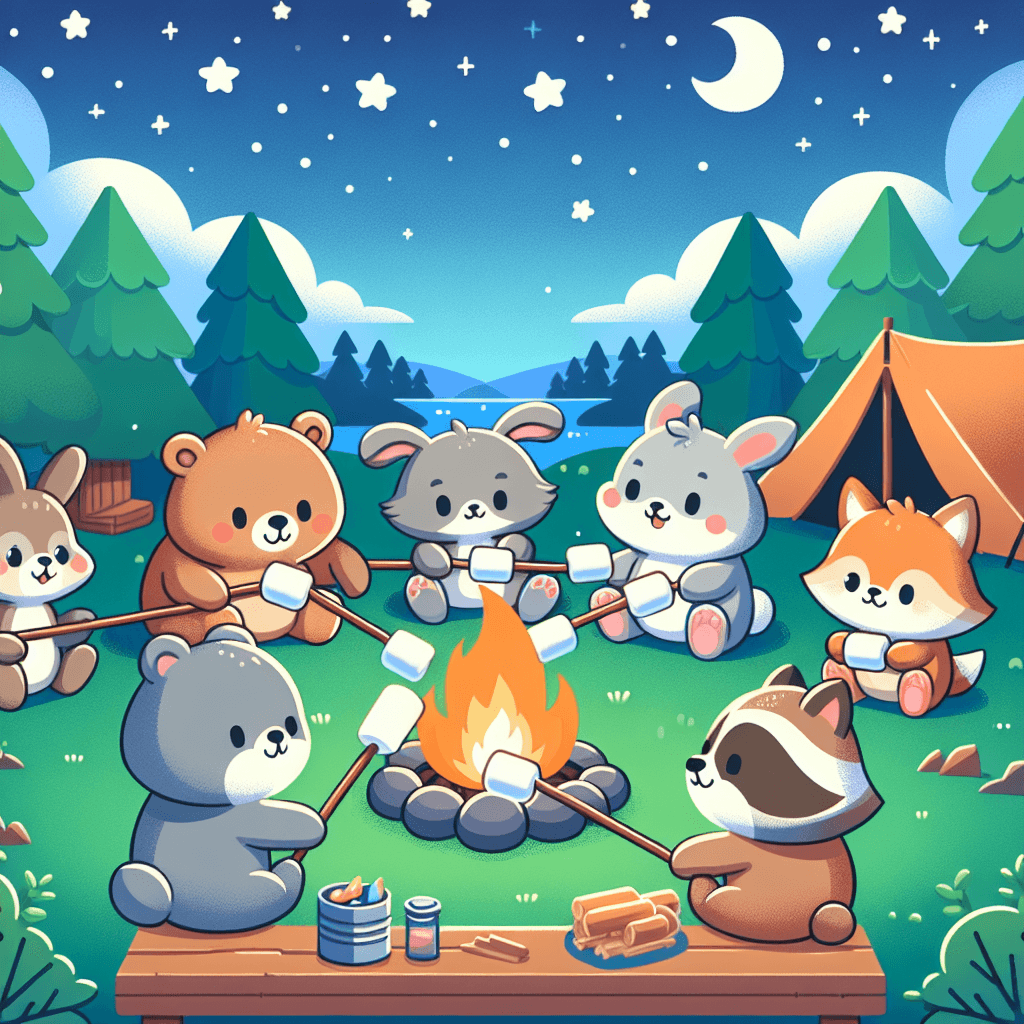 Cute Creatures Camping Paint By Numbers