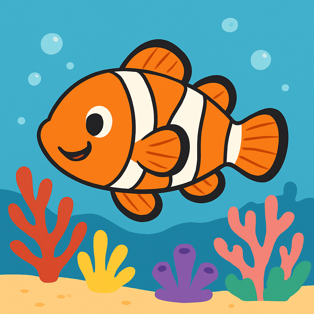 Cheerful Clown Fish Painting Number Kit