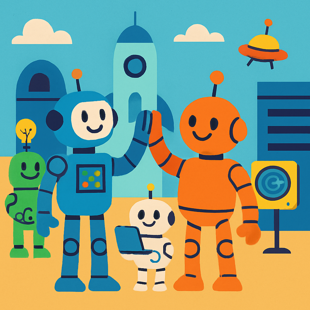 Playful Robot Companions Painting By Numbers Kit