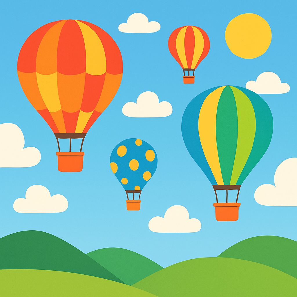 Cheerful Hot Air Balloons Painting Number Kit