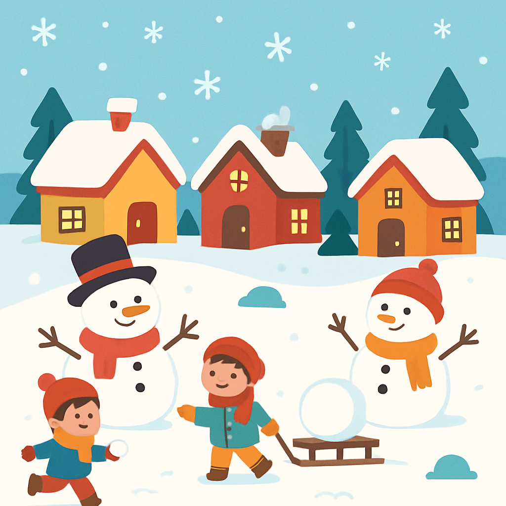 Jolly Snowman Village Number Painting