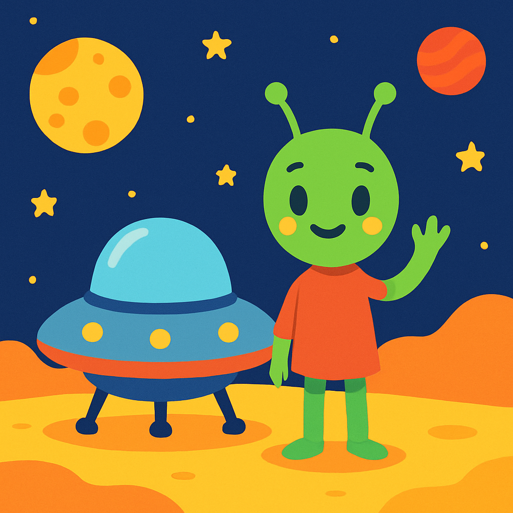 Friendly Martian Landing Number Painting
