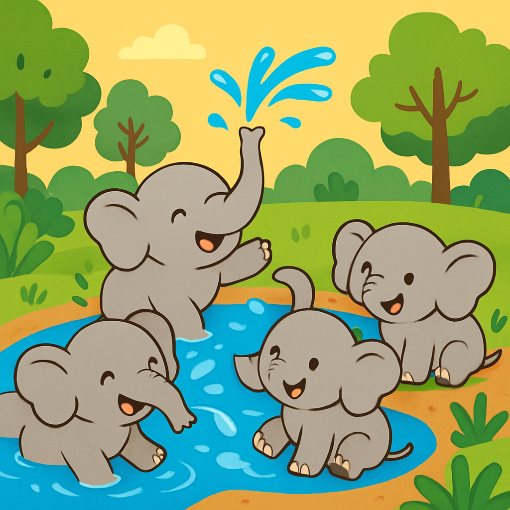 Bouncy Baby Elephants Painting By Numbers Kit