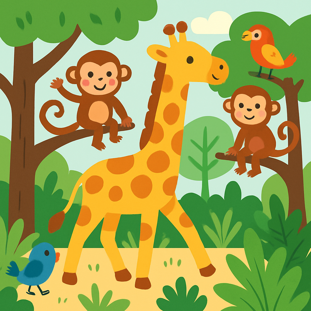Giraffe's Jungle Stroll Paint By Numbers Art