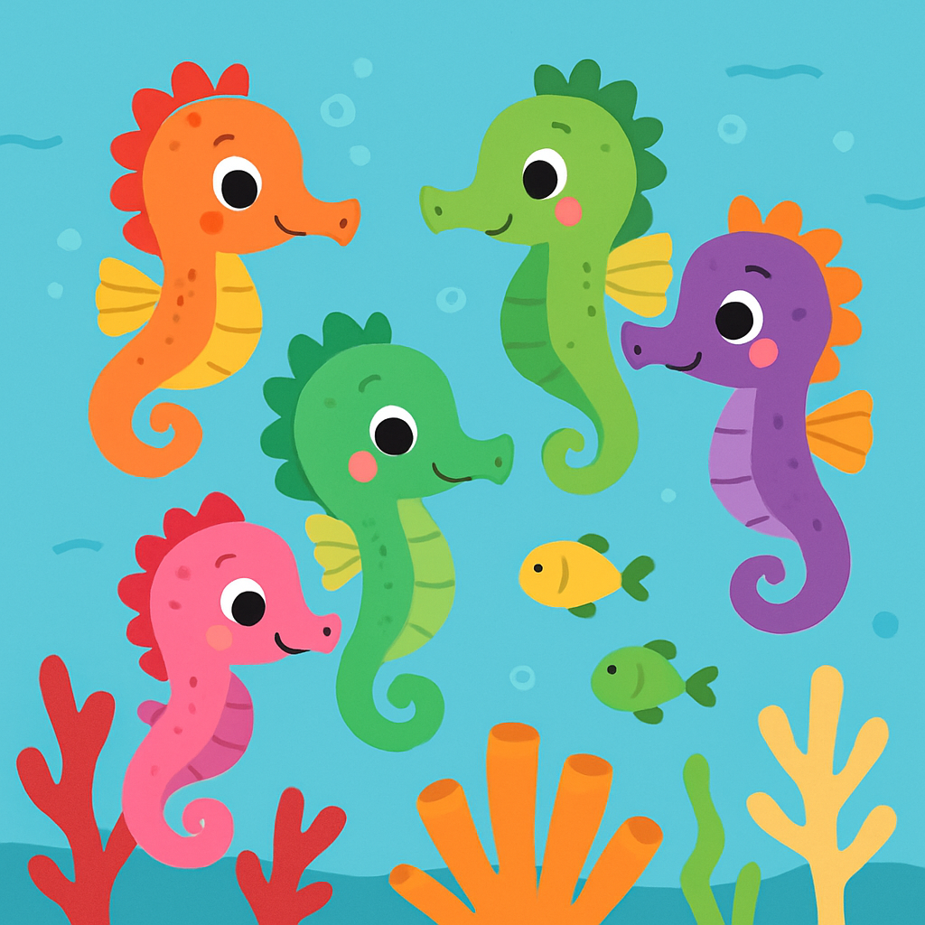 Charming Seahorses Paint By Color