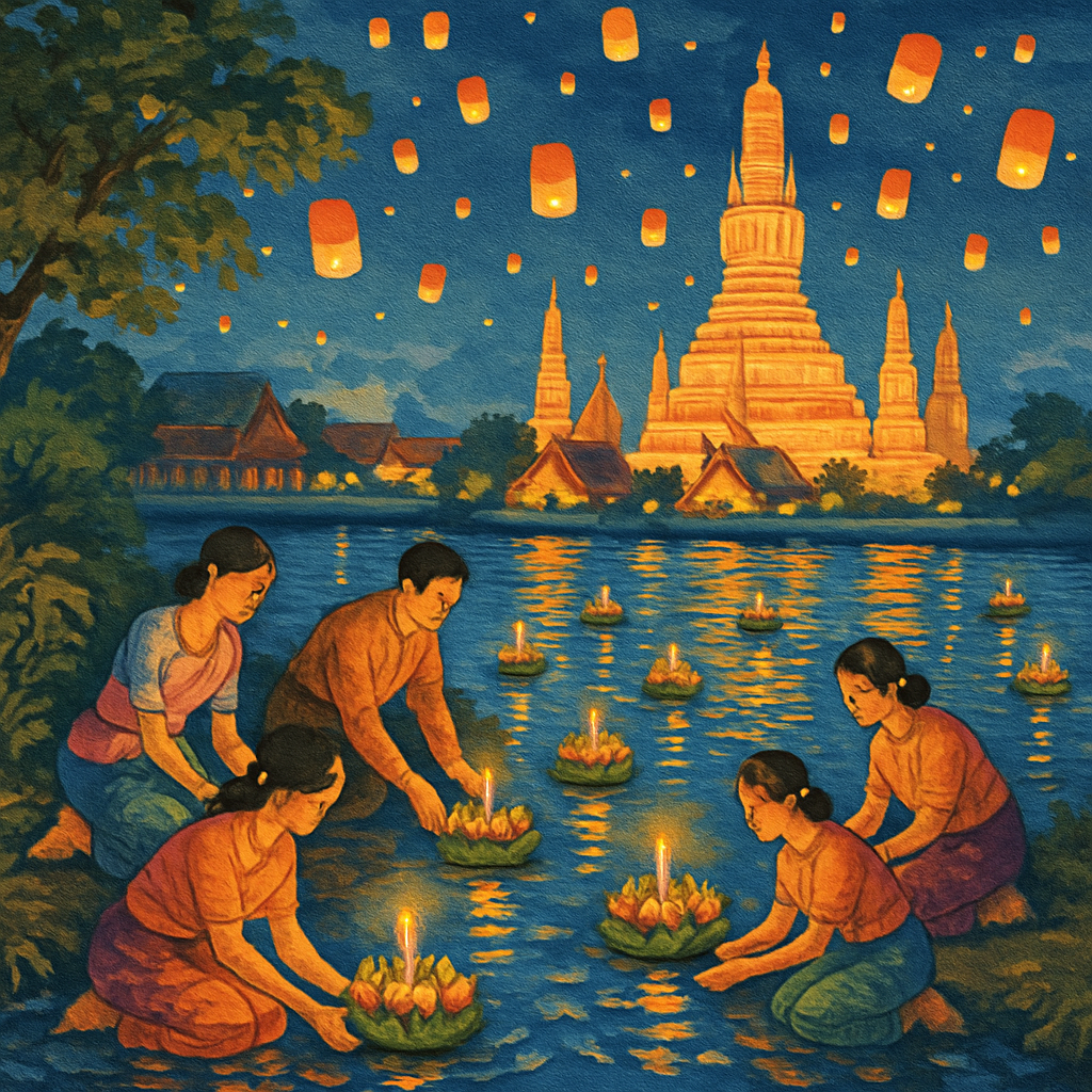 Loi Krathong - Bangkok, Thailand Painting Number Kit