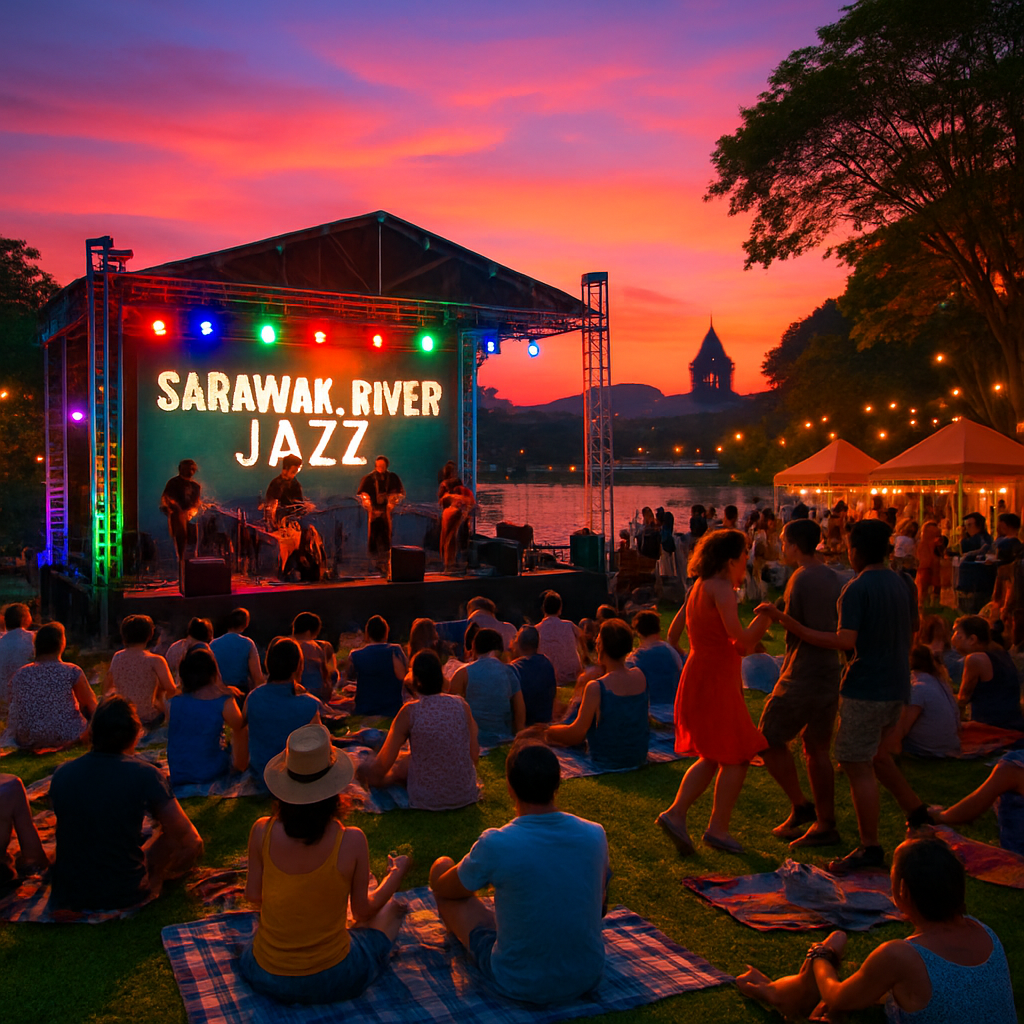 Kuching Waterfront Jazz Festival - Malaysia Painting By Numbers Kit