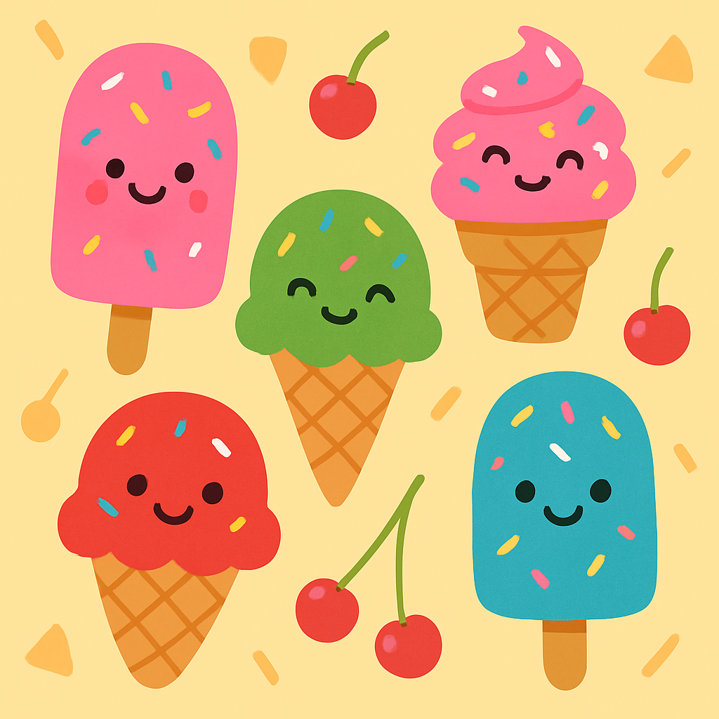 Colorful Ice Creams Painting By Numbers Kit