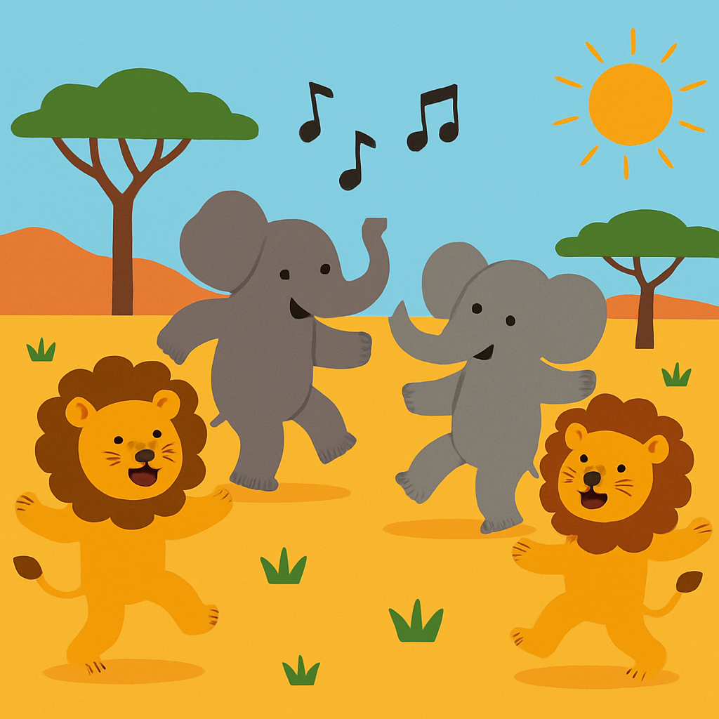 Safari Animal Dance Party DIY Paint By Numbers