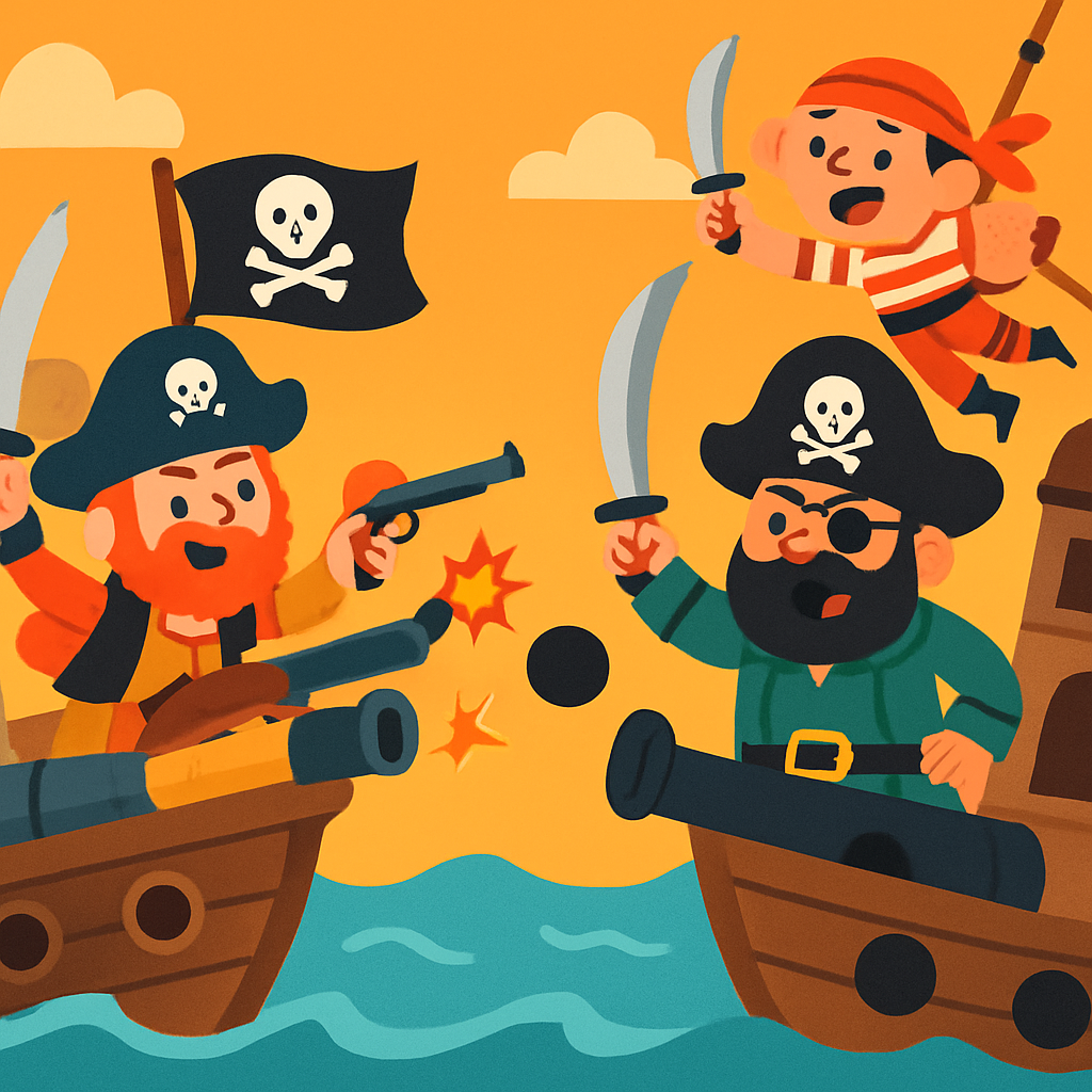 Seaside Pirate Battle Paint By Numbers