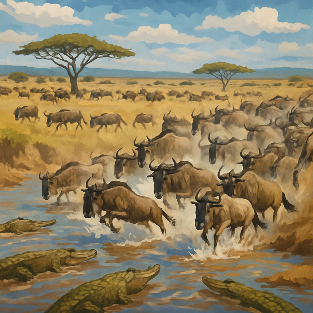 Wildebeest Migration - Tanzania Paint By Color