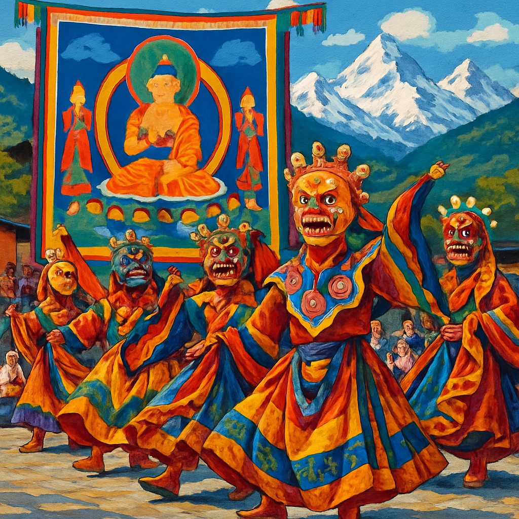 Paro Tsechu Festival - Bhutan Number Painting