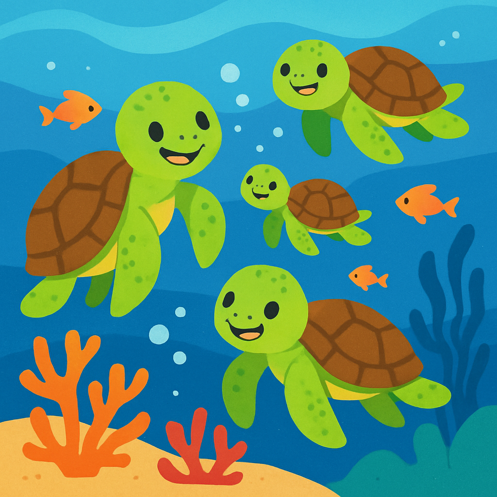 Joyful Turtles Number Painting