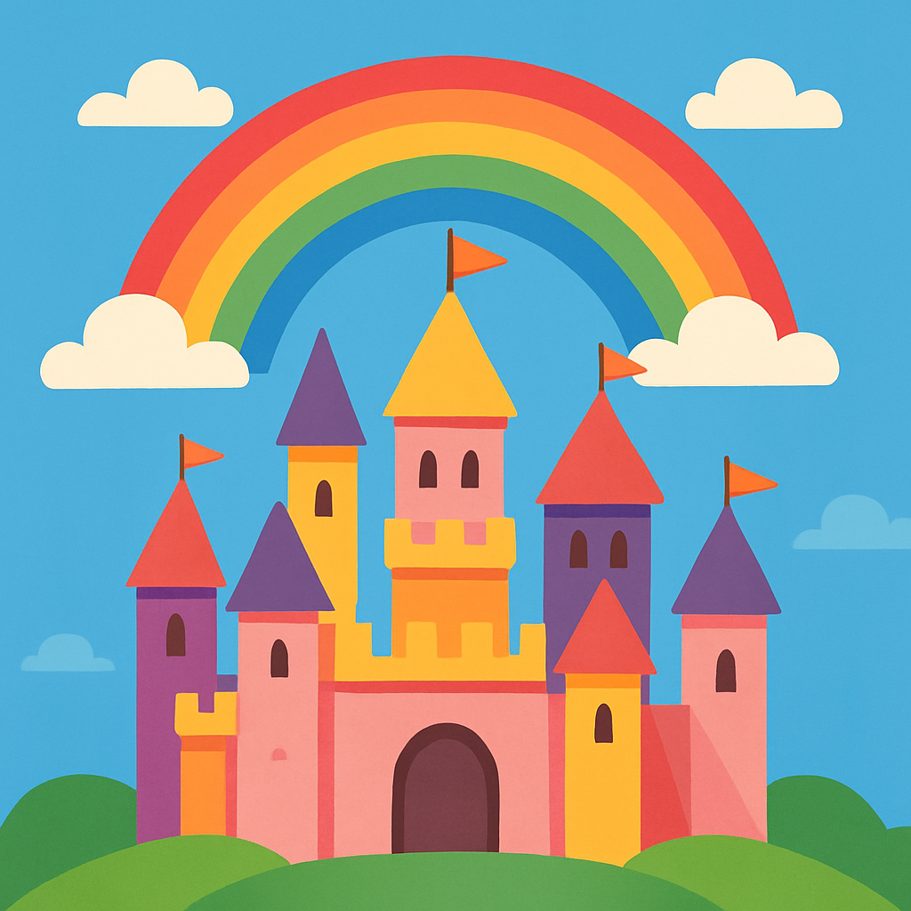 Creative Rainbow Castle Number Painting