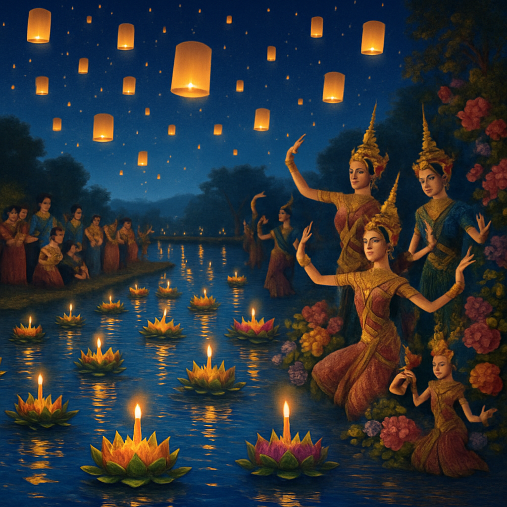Loy Krathong Festival Number Painting