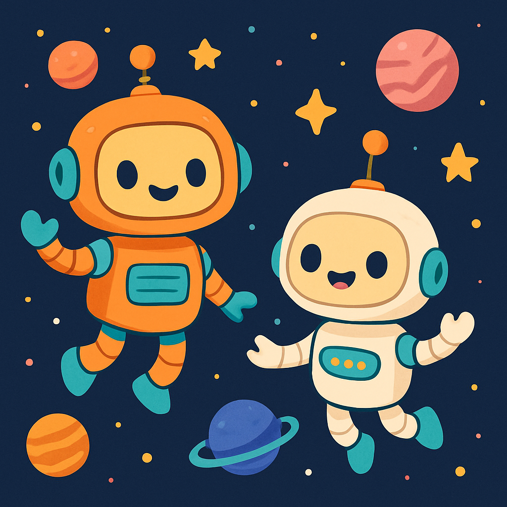 Curious Space Robots Paint By Numbers Art