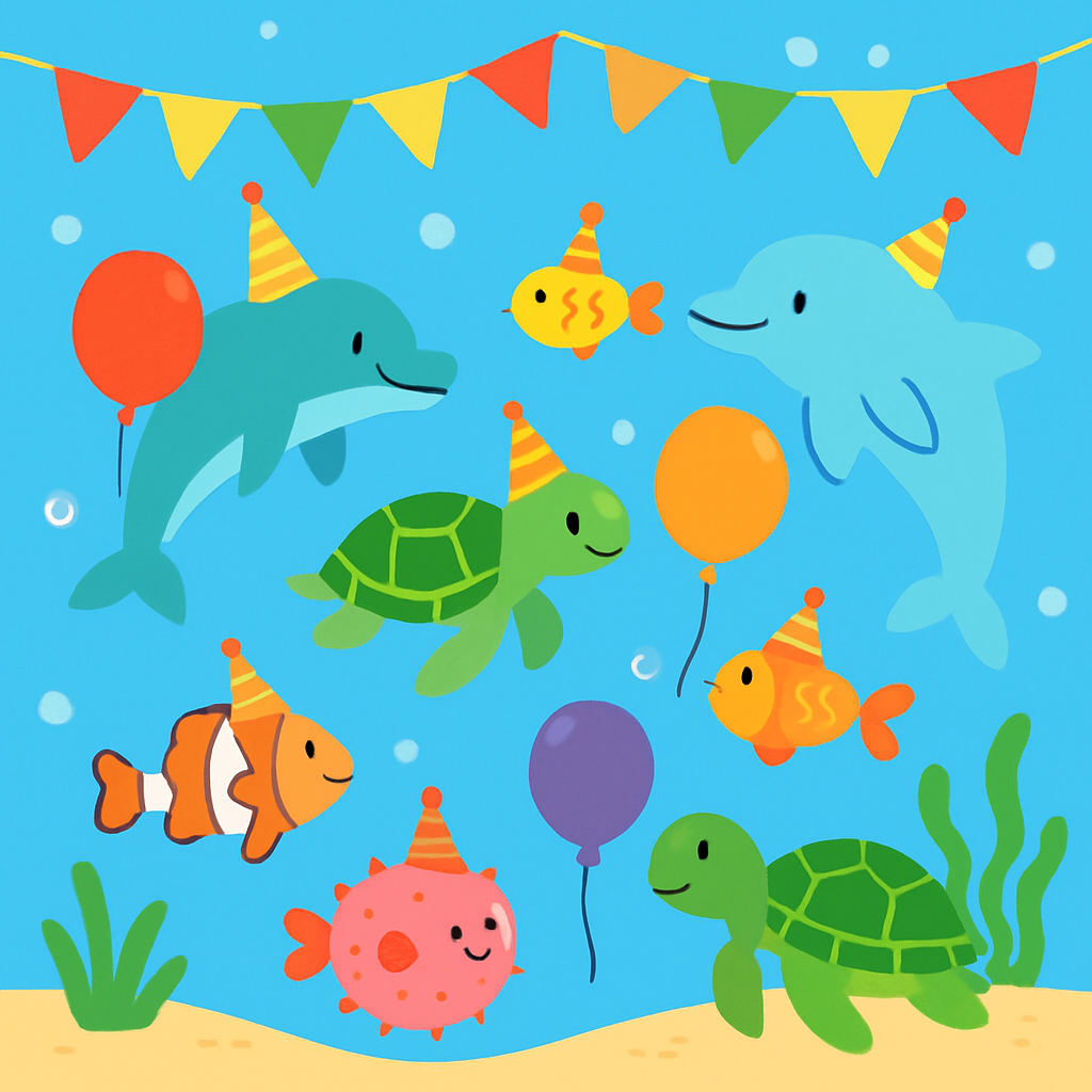 Cheerful Underwater Party Number Painting