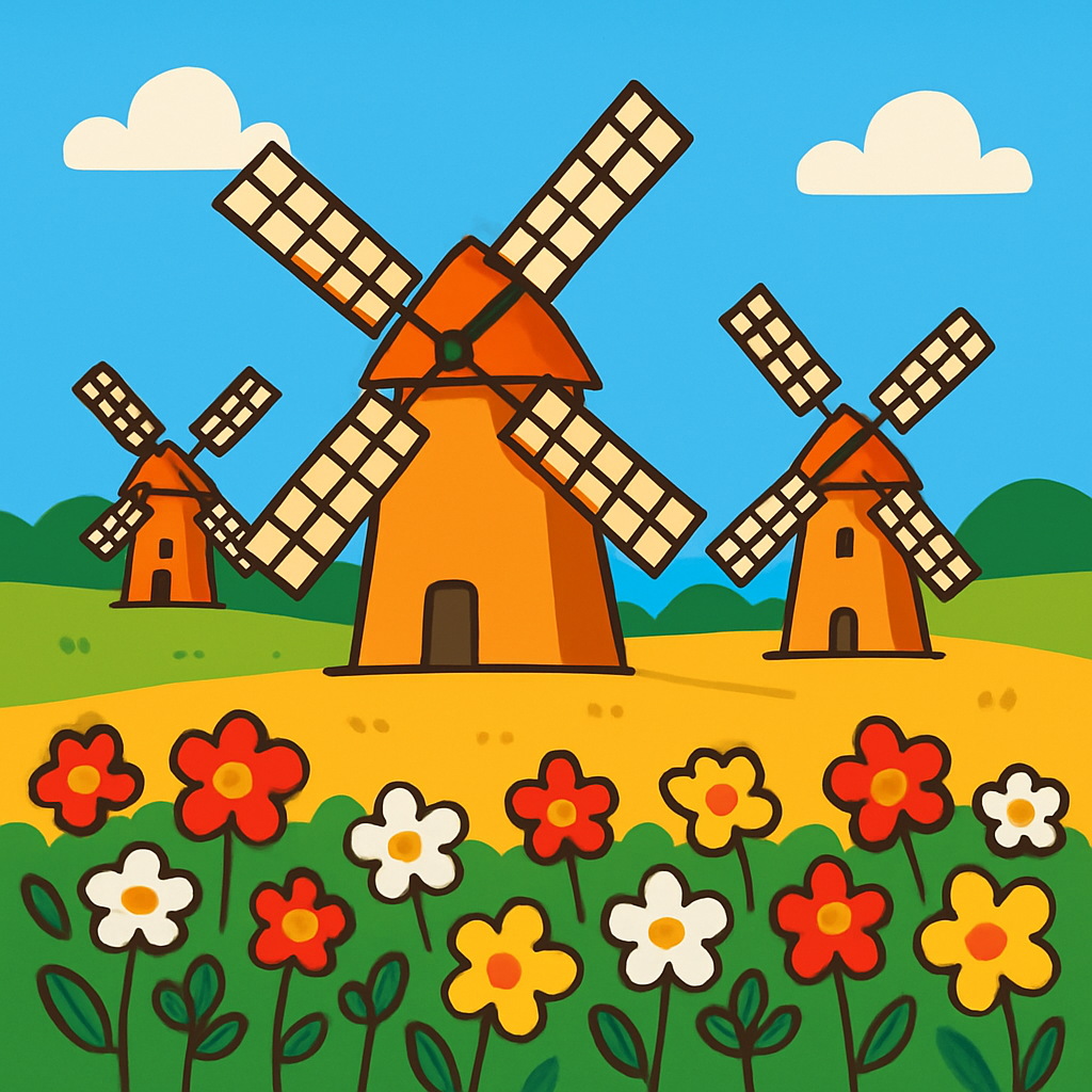 Windy Windmills Painting Number Kit