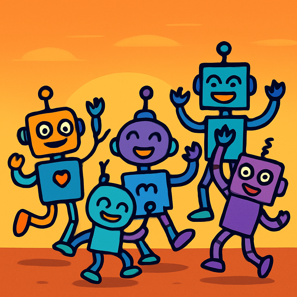 Dancing Robots At Sunset painting number kit