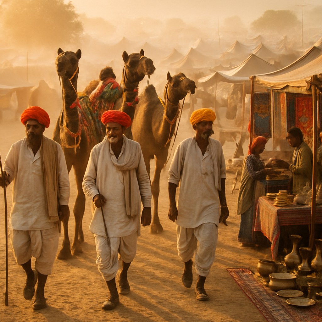 Pushkar Camel Fair Dawn paint by color