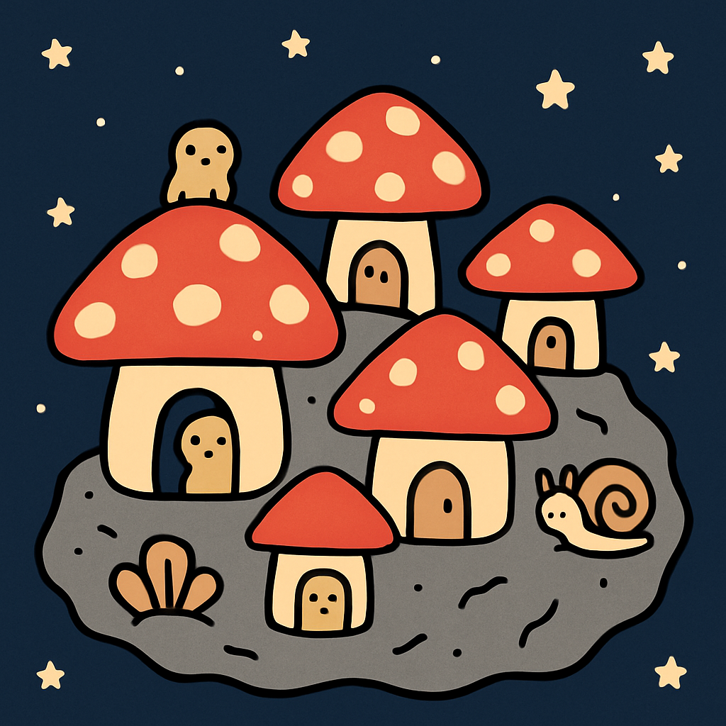 Meteorite Mushroom Village Painting by numbers kit