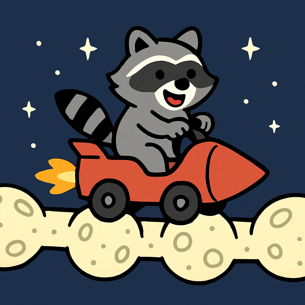 Rocket Racer Raccoon Number painting