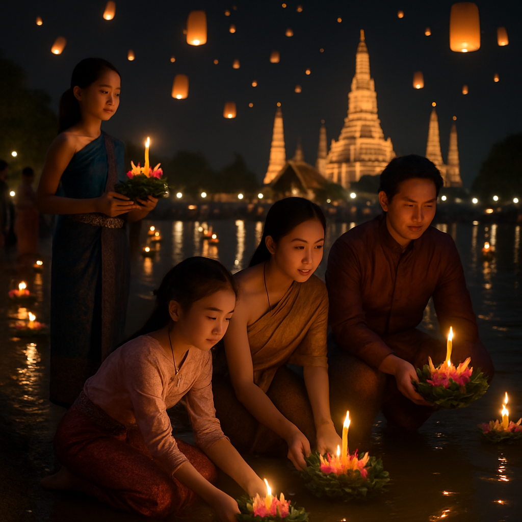 Lanterns At Loy Krathong Numbered painting kits