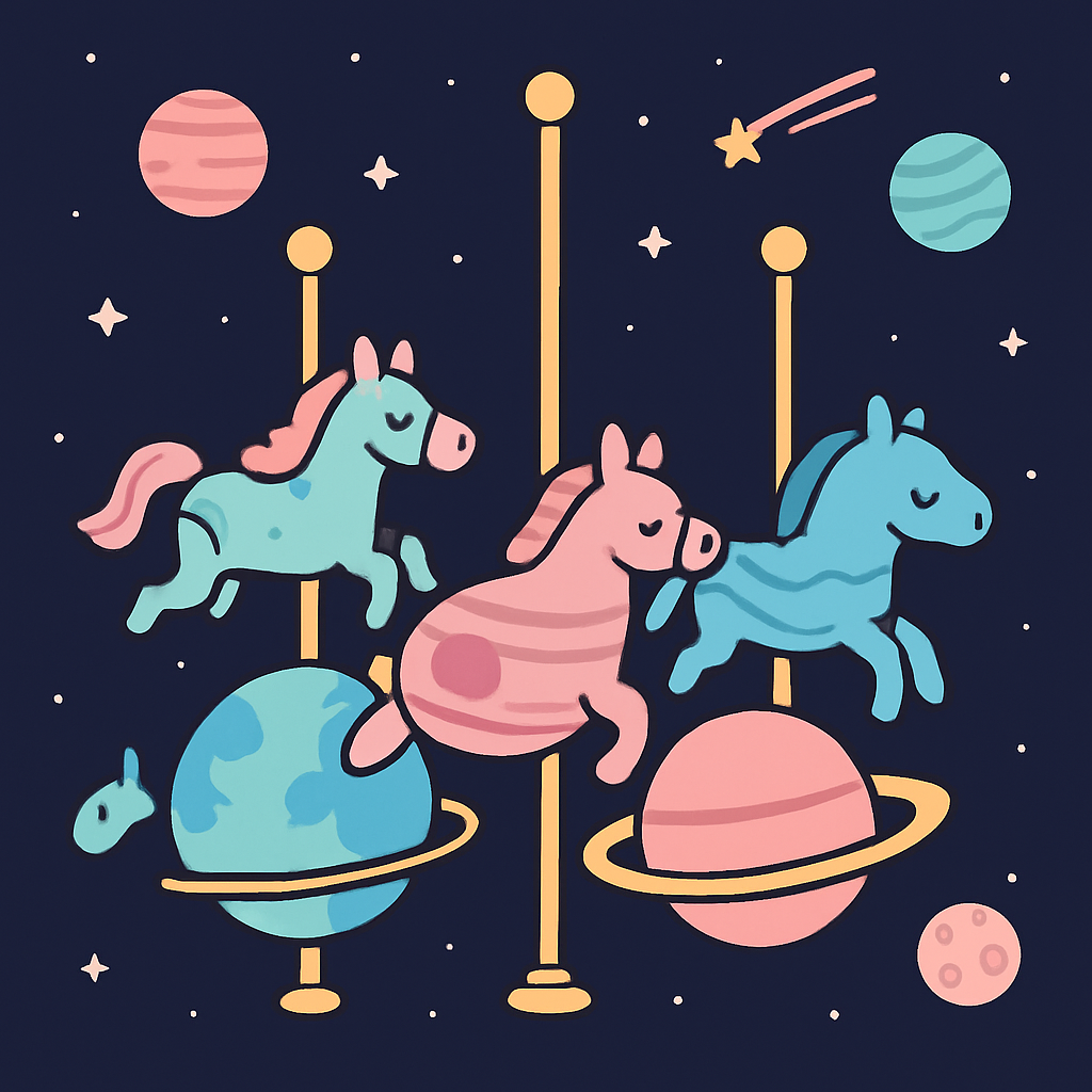 Cosmic Carousel Horses painting number kit