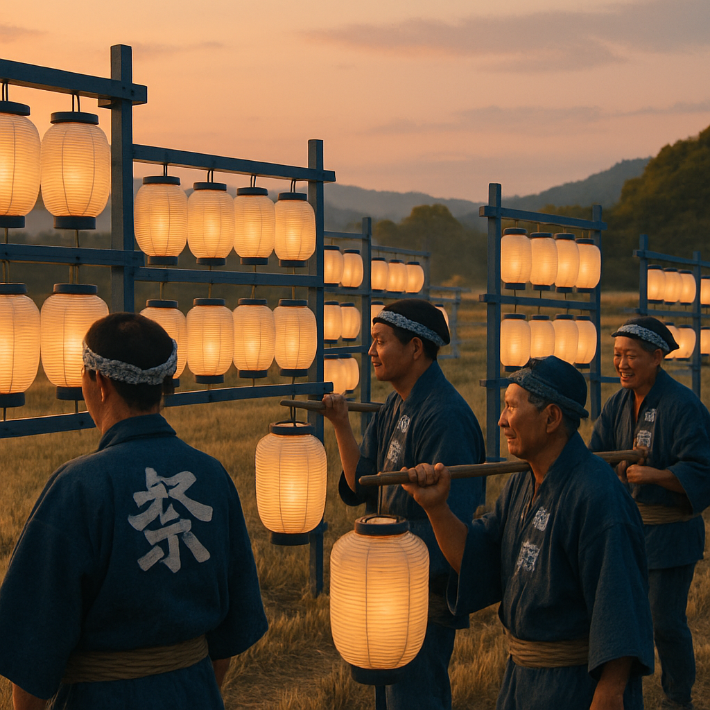 Indigo Harvest Lanterns Japan paint by numbers