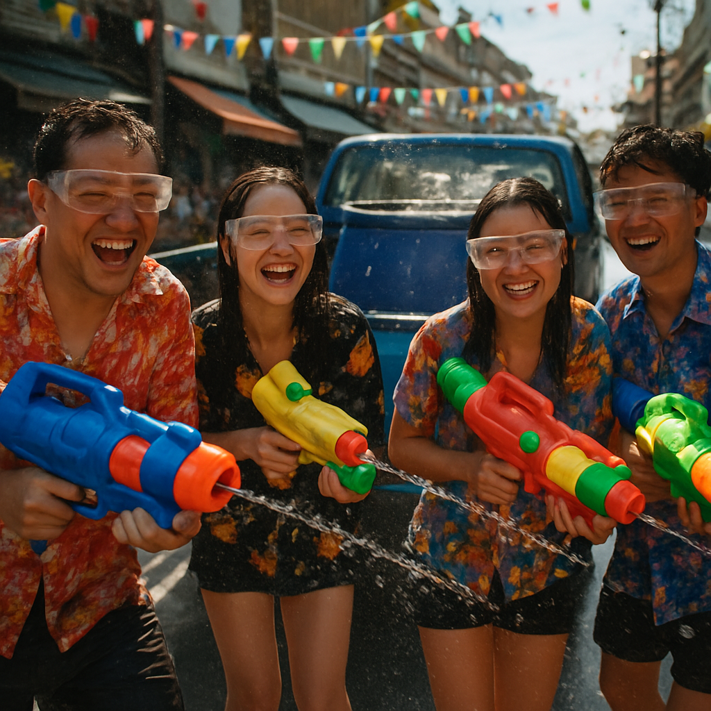 Songkran Water Street Celebration DIY paint by numbers