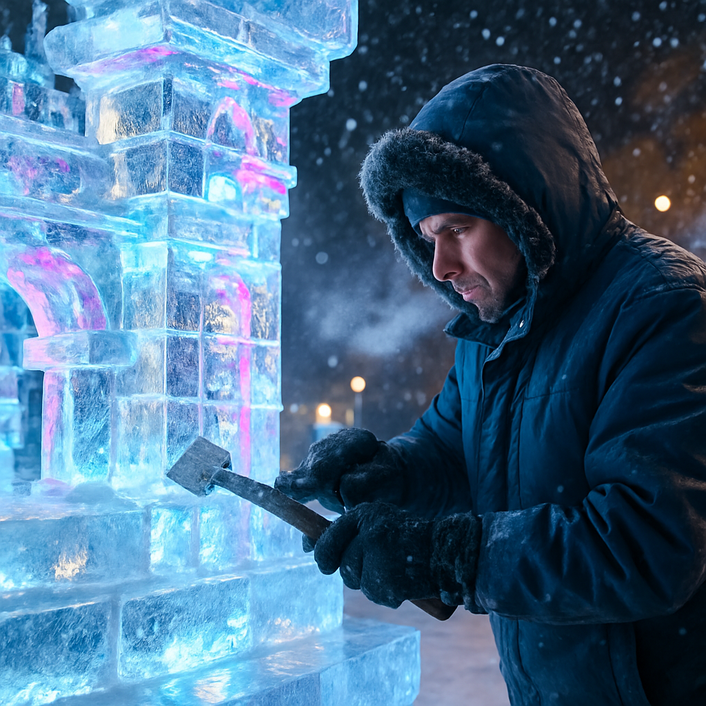 Harbin Ice Festival Sculpture Detail Numbered painting kits