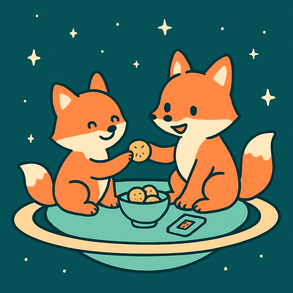 Interstellar Picnic Foxes painting number kit