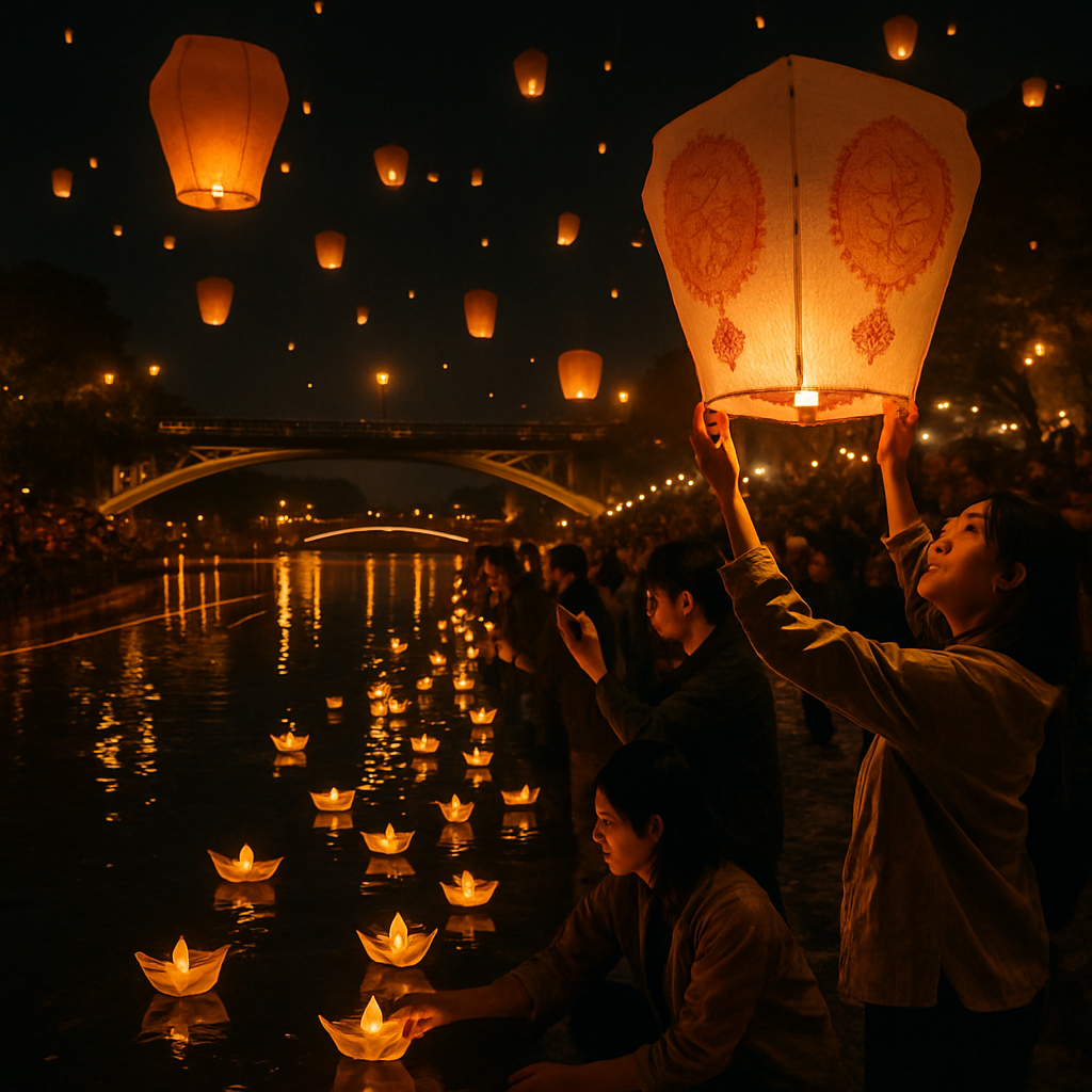 Lantern Festival Riverside Taiwan paint by number