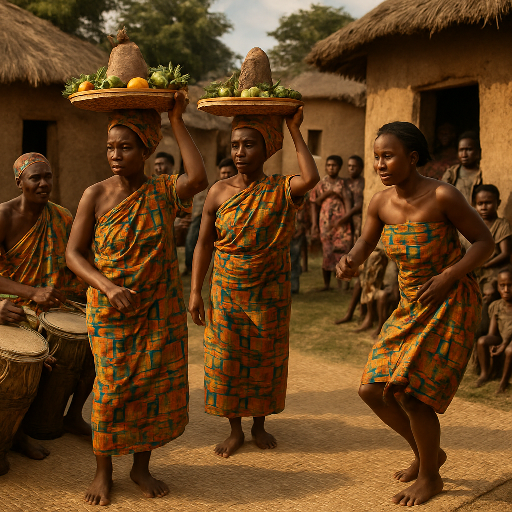 Yam Festival African Harvest Dance paint by color
