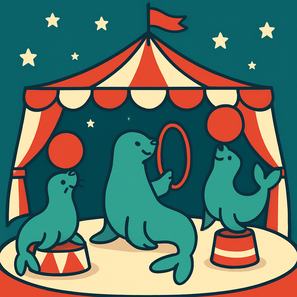 Celestial Circus Sealions paint by color