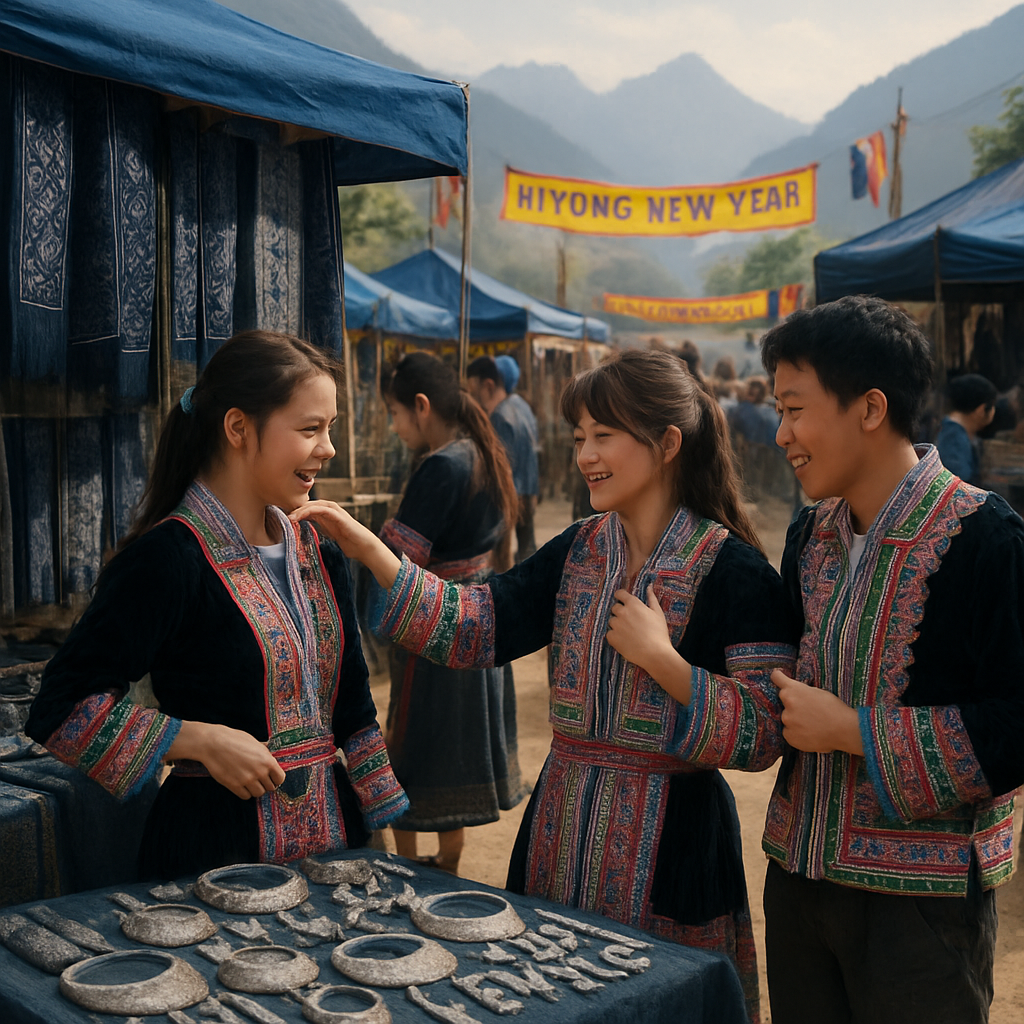 Hmong New Year Clothing Market DIY paint by numbers