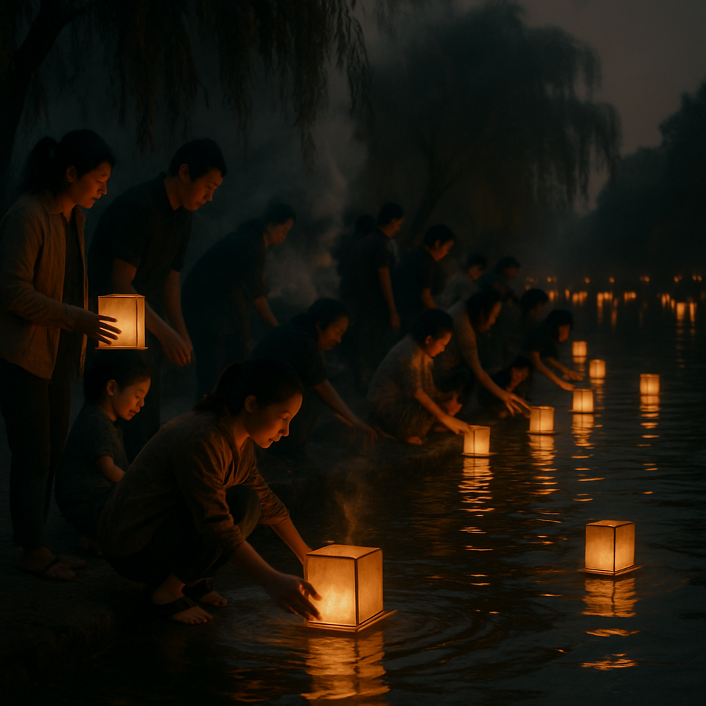 Chinese Lantern Festival River Release DIY paint by numbers