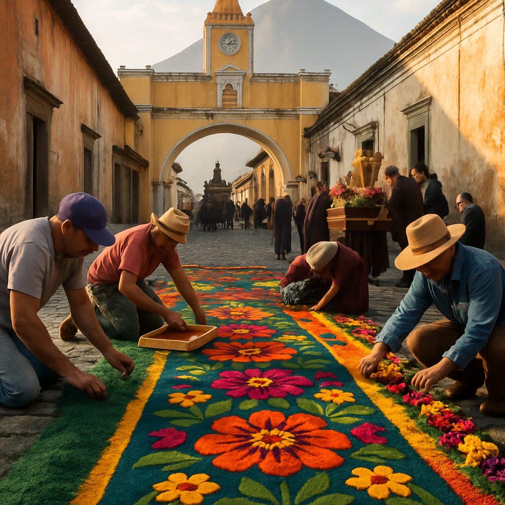 Semana Santa Antigua Flower Carpets paint by color