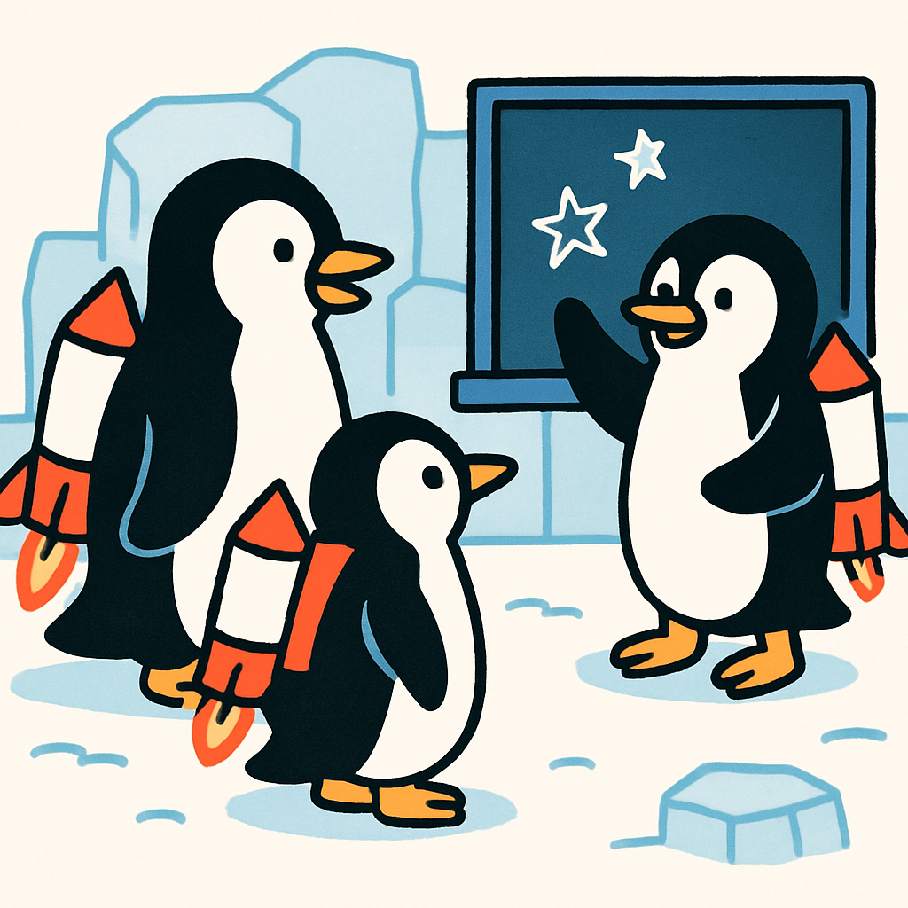 Rocket School Penguins Paint by numbers art