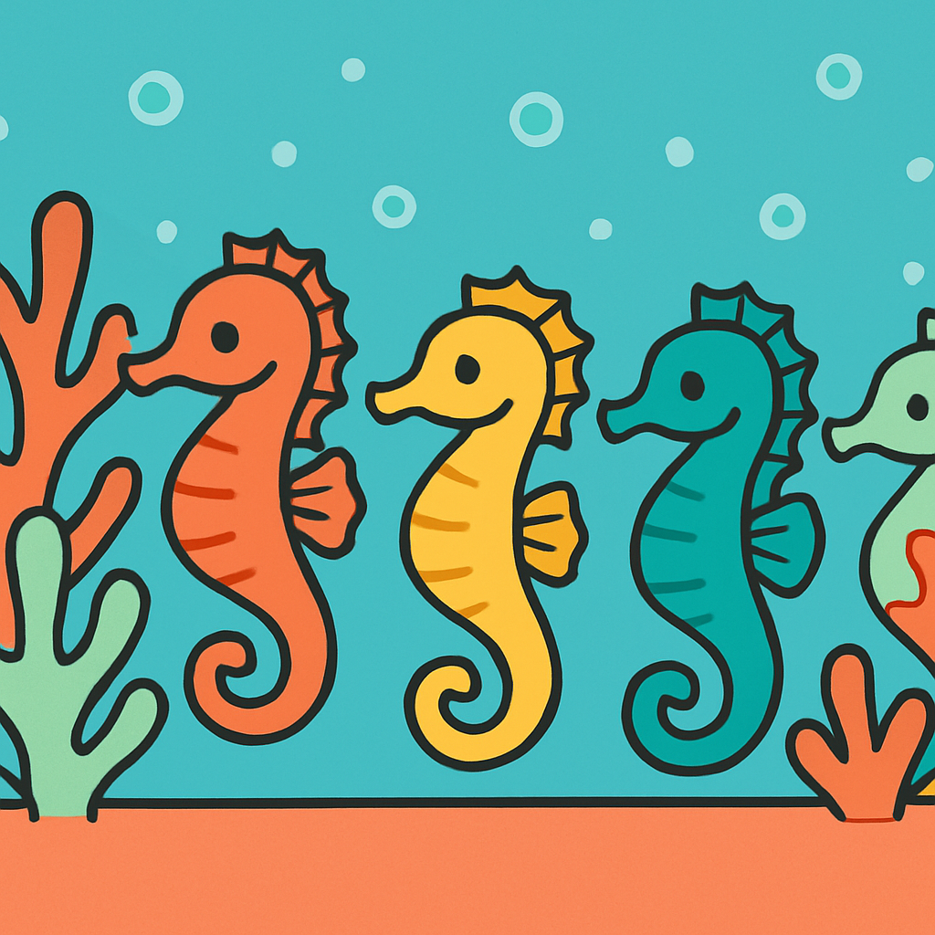 Submarine Seahorse Parade DIY paint by numbers