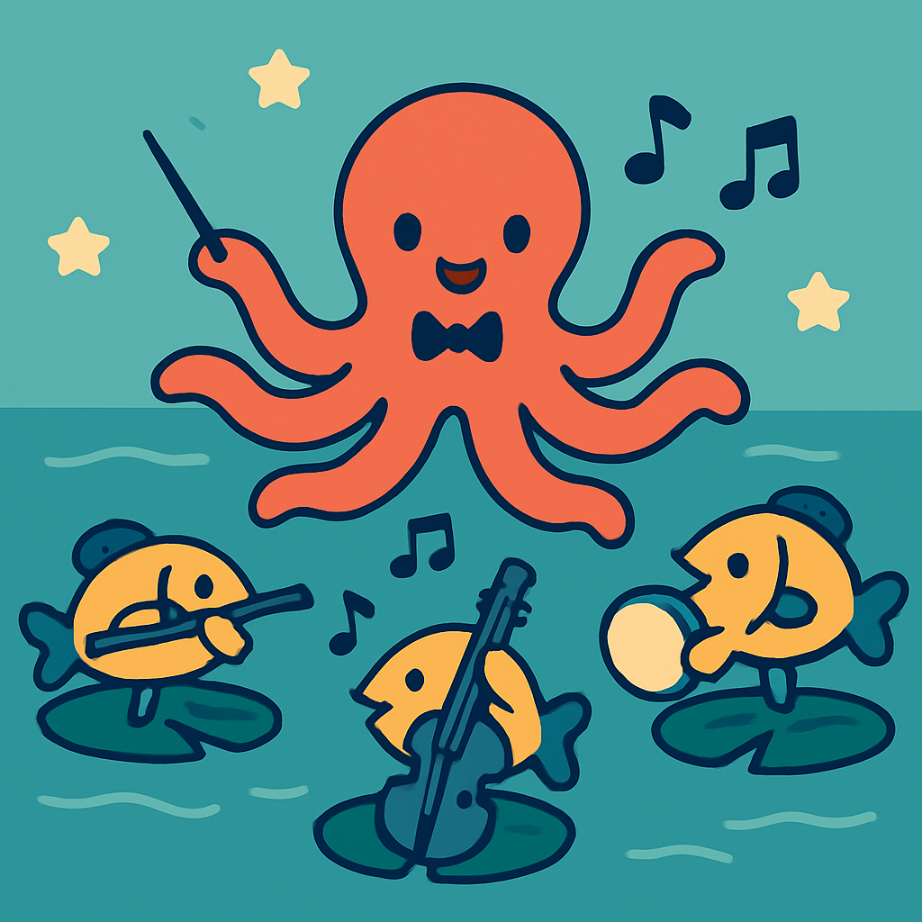 Orbiting Octopus Orchestra paint by number