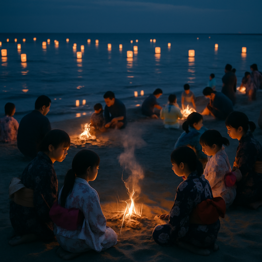 Obon Bonfires By The Beach paint by numbers